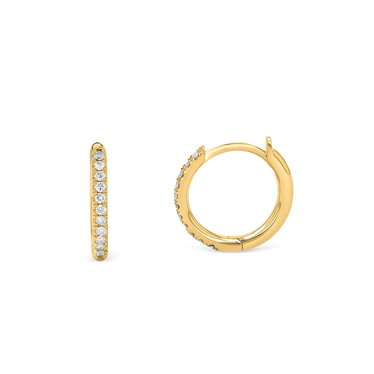 Diamond Huggie Hoop Earrings in 14K Gold