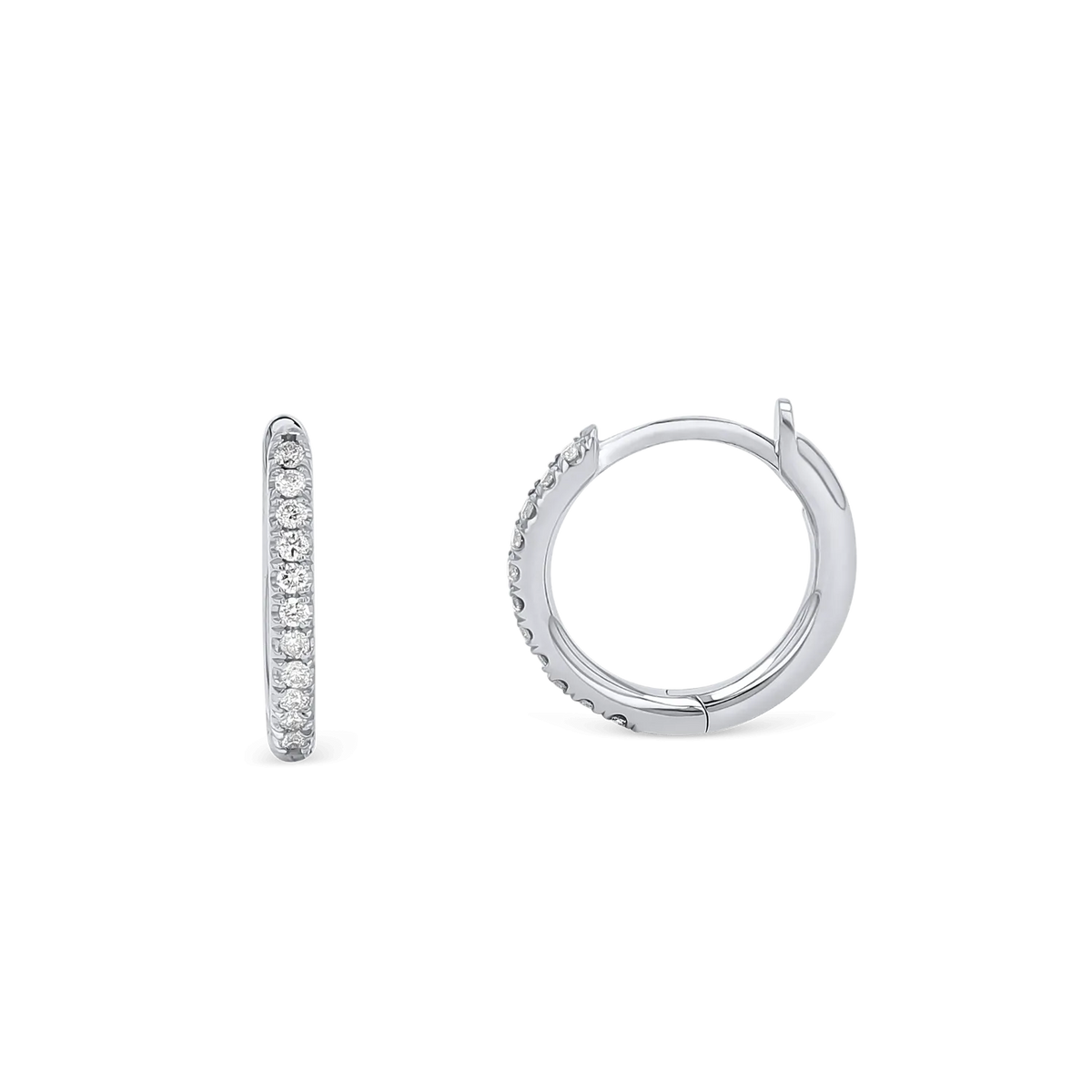 Diamond Huggie Hoop Earrings in 14K Gold