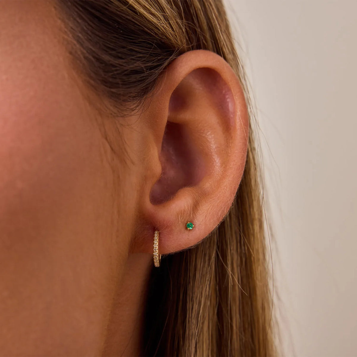 Diamond Huggie Hoop Earrings in 14K Gold