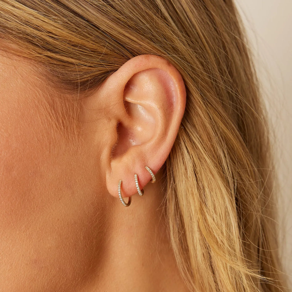 Diamond Huggie Hoop Earrings in 14K Gold
