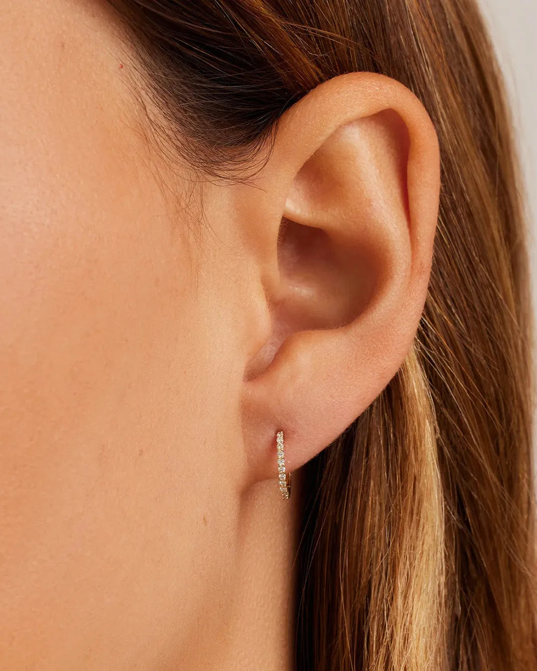 Diamond Pavé Huggies in 14K Solid Gold