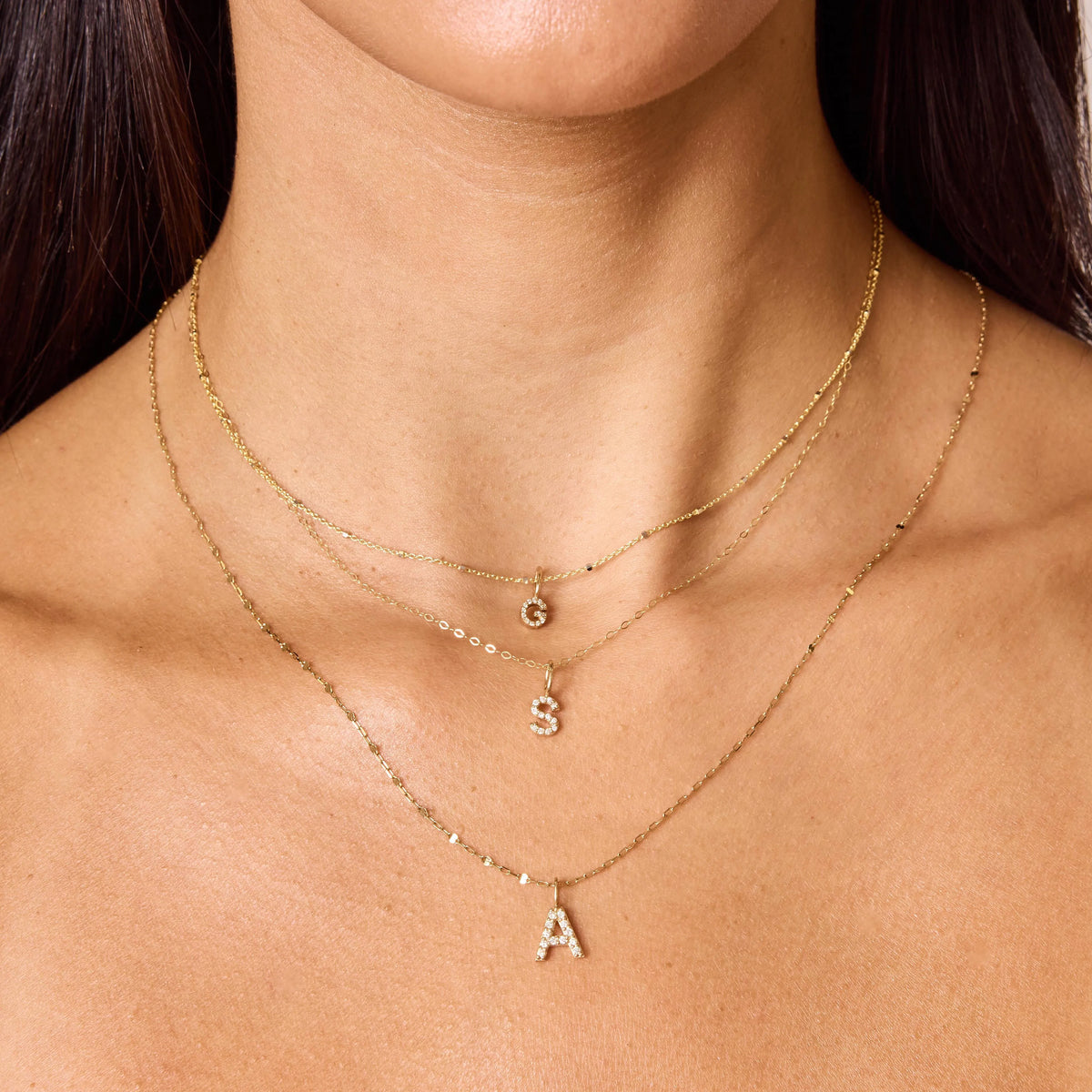 Diamond Pave Letter Charm in 14K Gold
