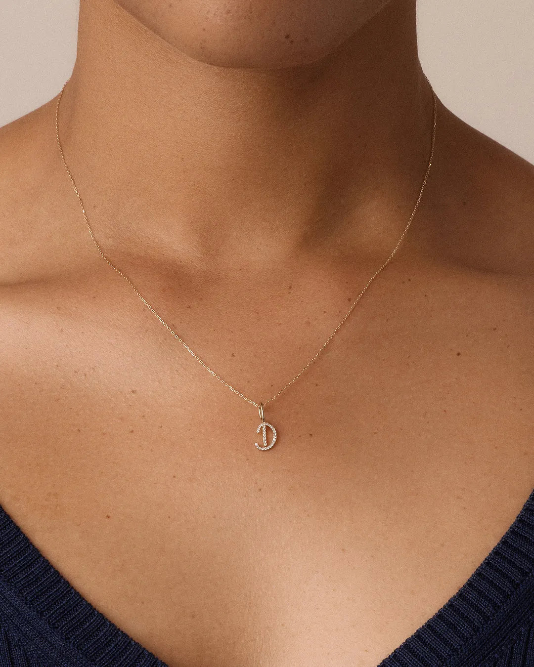 Diamond Script Alphabet Charm in 14K Gold