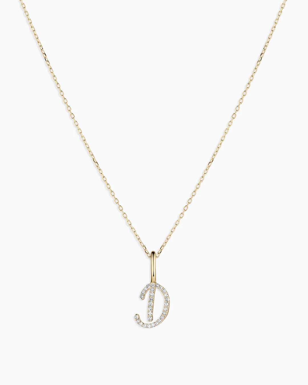 Diamond Script Alphabet Charm Necklace in 14K Gold