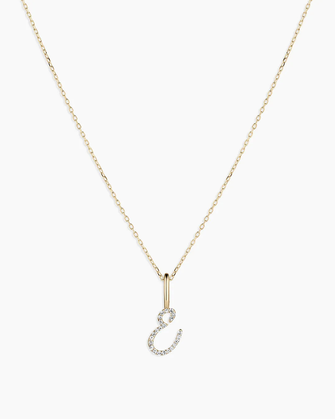 Diamond Script Alphabet Charm Necklace in 14K Gold