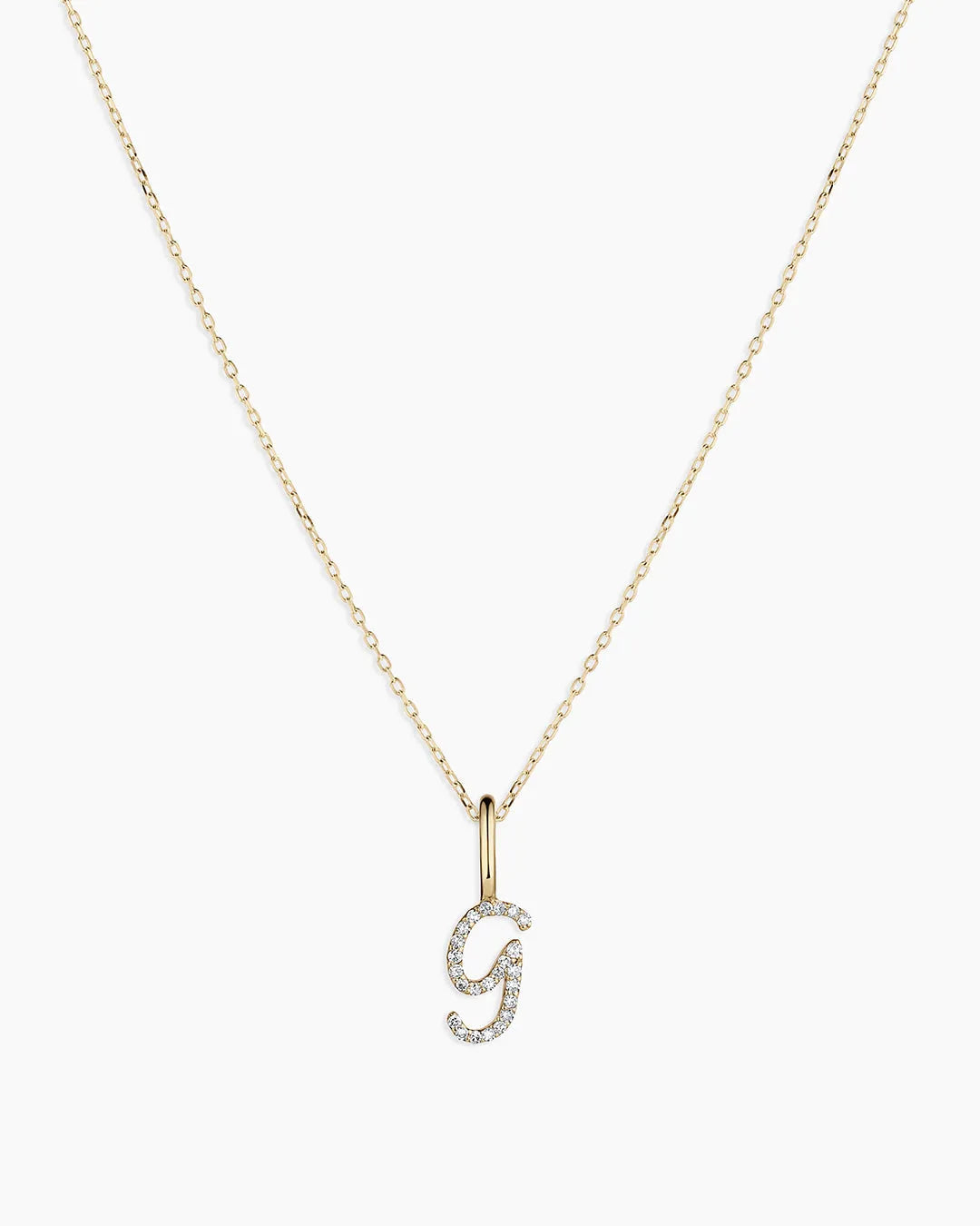 Diamond Script Alphabet Charm Necklace in 14K Gold