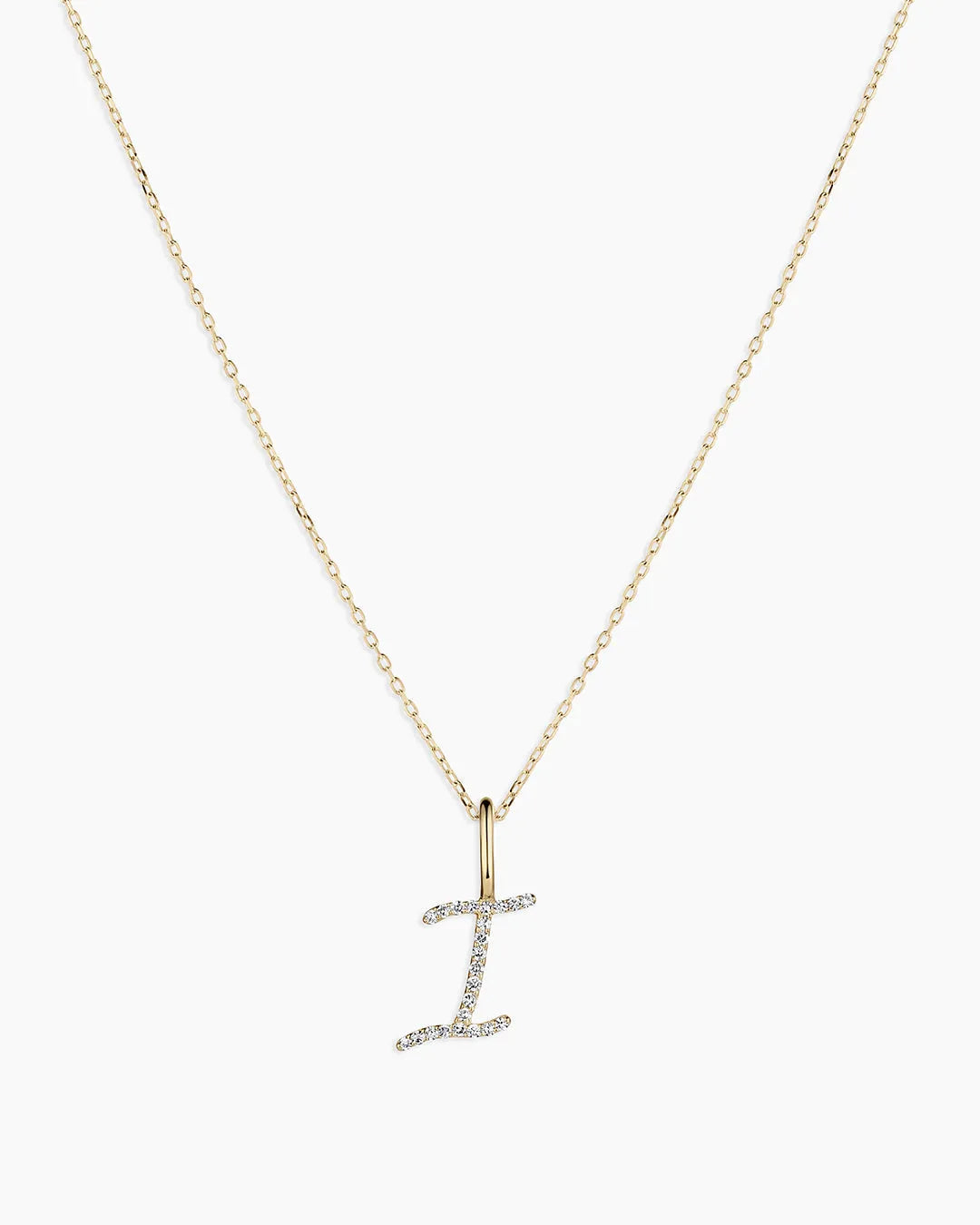 Diamond Script Alphabet Charm Necklace in 14K Gold