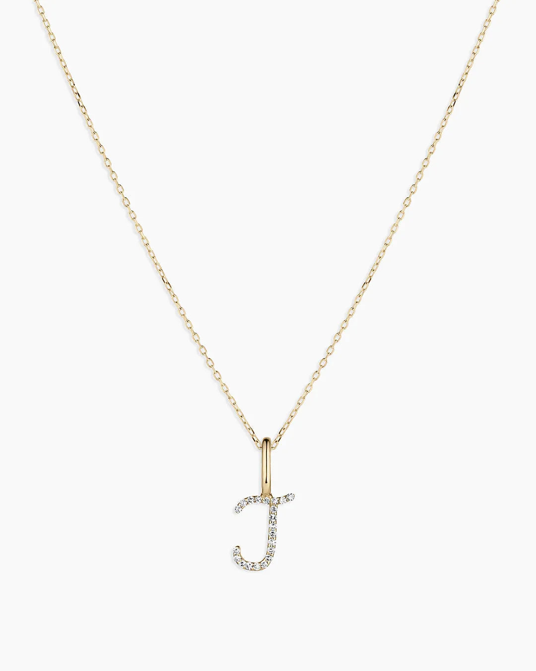 Diamond Script Alphabet Charm Necklace in 14K Gold