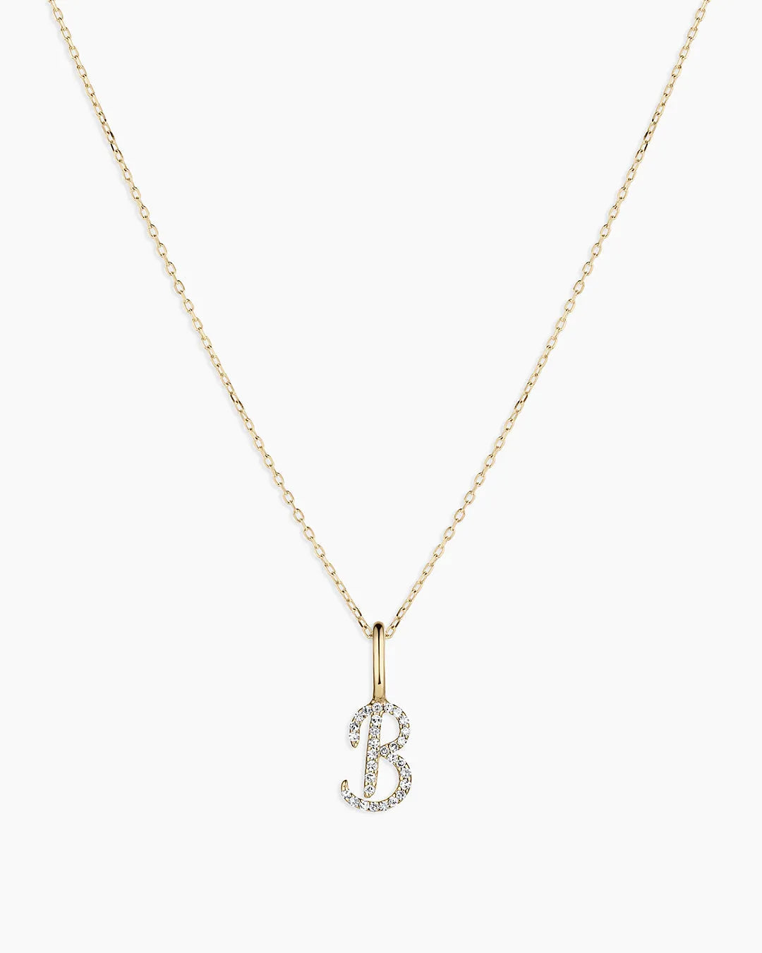 Diamond Script Alphabet Charm Necklace in 14K Gold