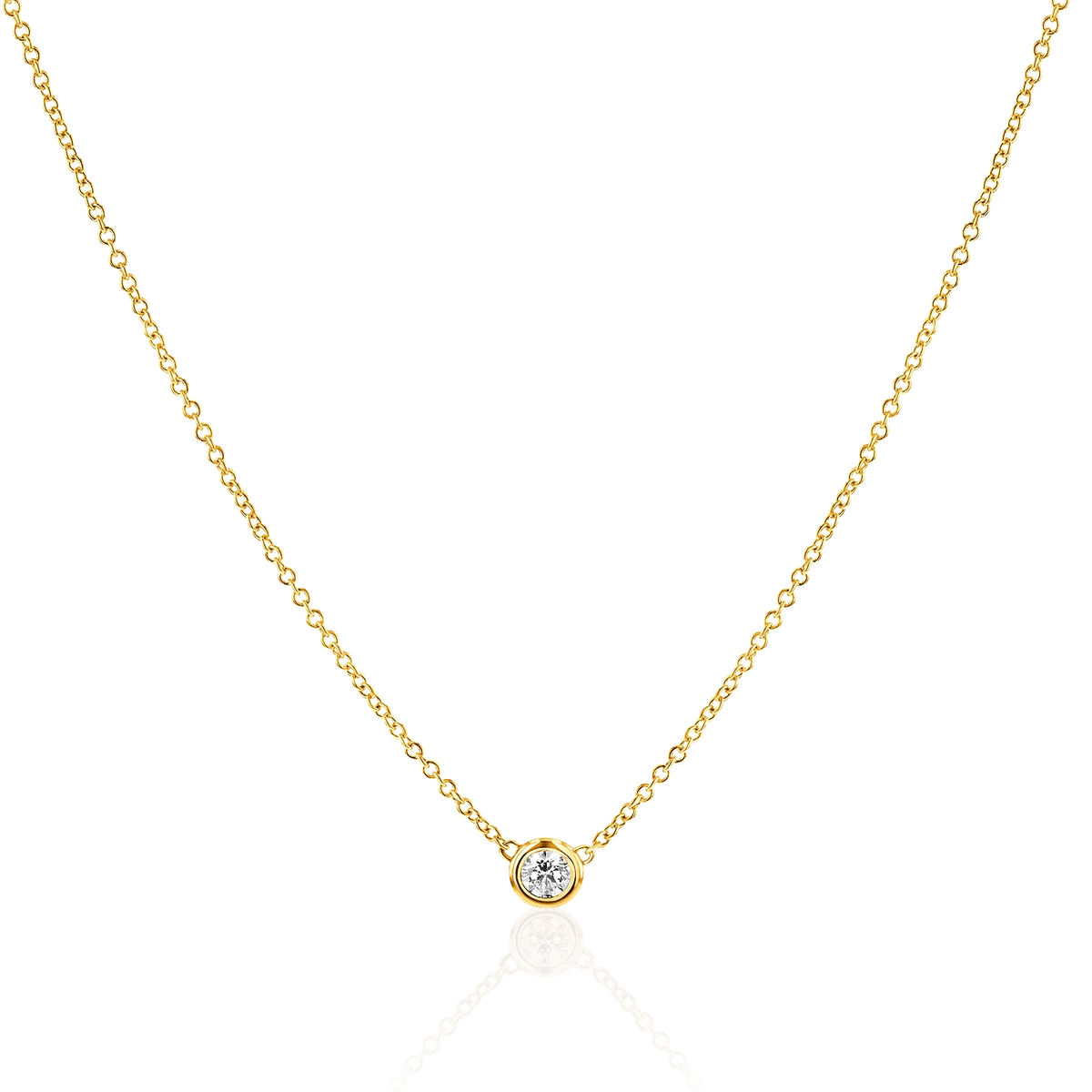 Diamond Solitaire Bezel Necklace in 14K Gold