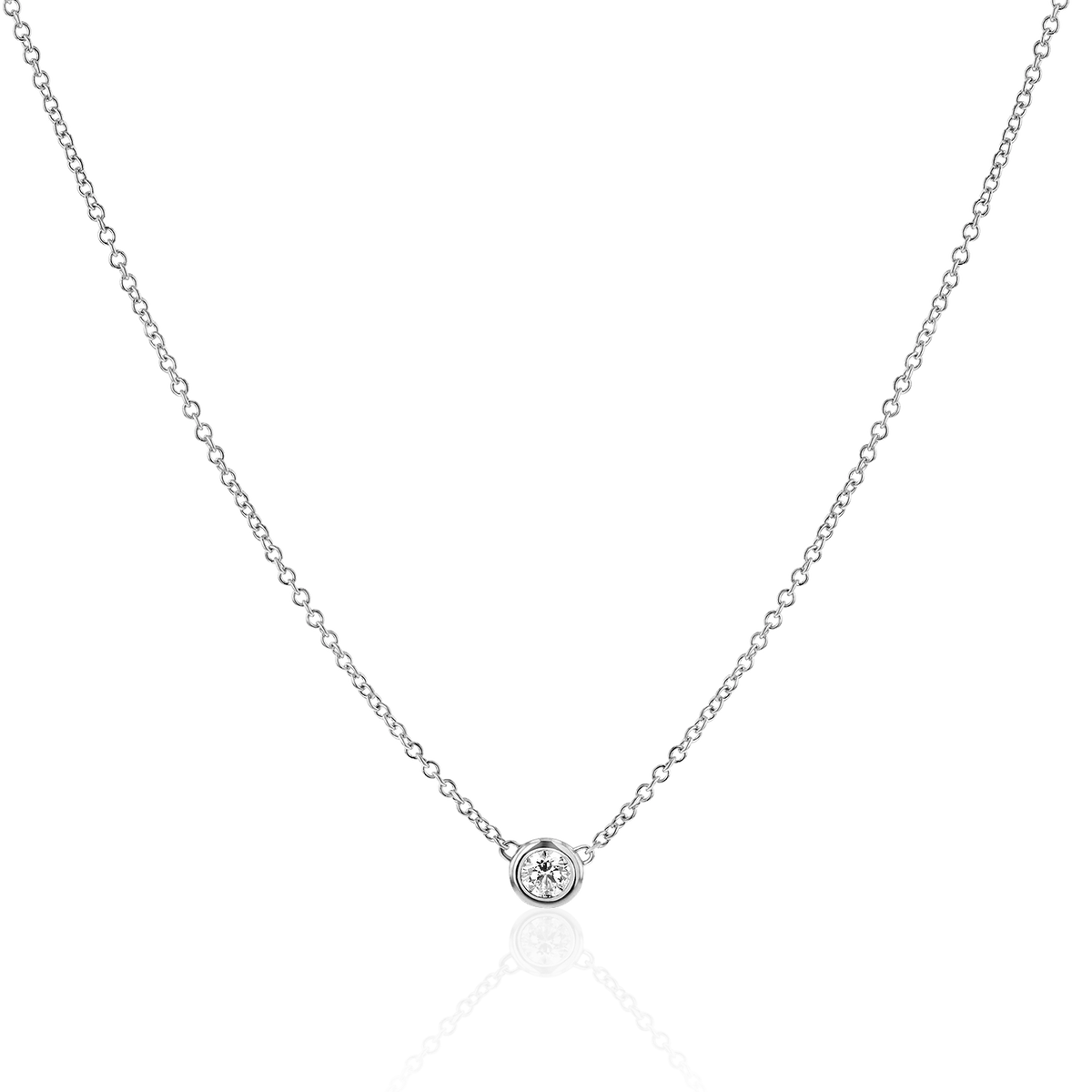 Diamond Solitaire Bezel Necklace in 14K Gold