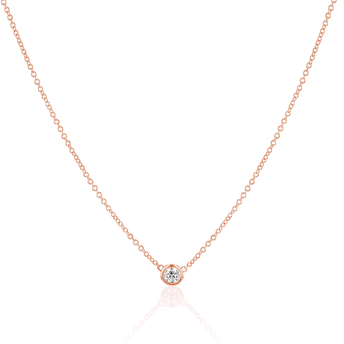 Diamond Solitaire Bezel Necklace in 14K Gold