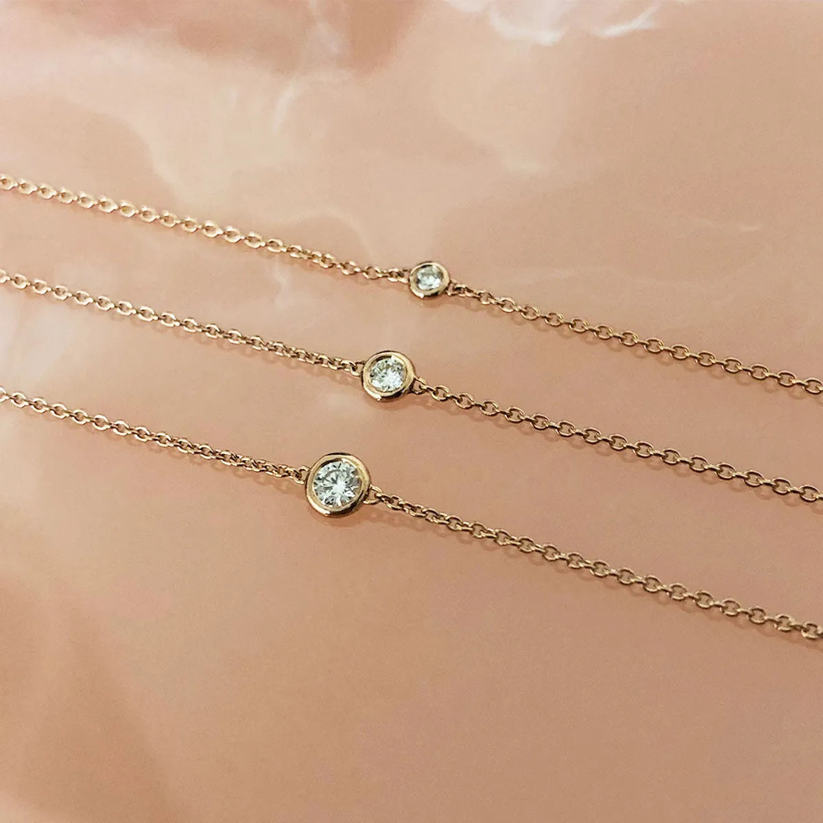 Diamond Solitaire Bezel Necklace in 14K Gold