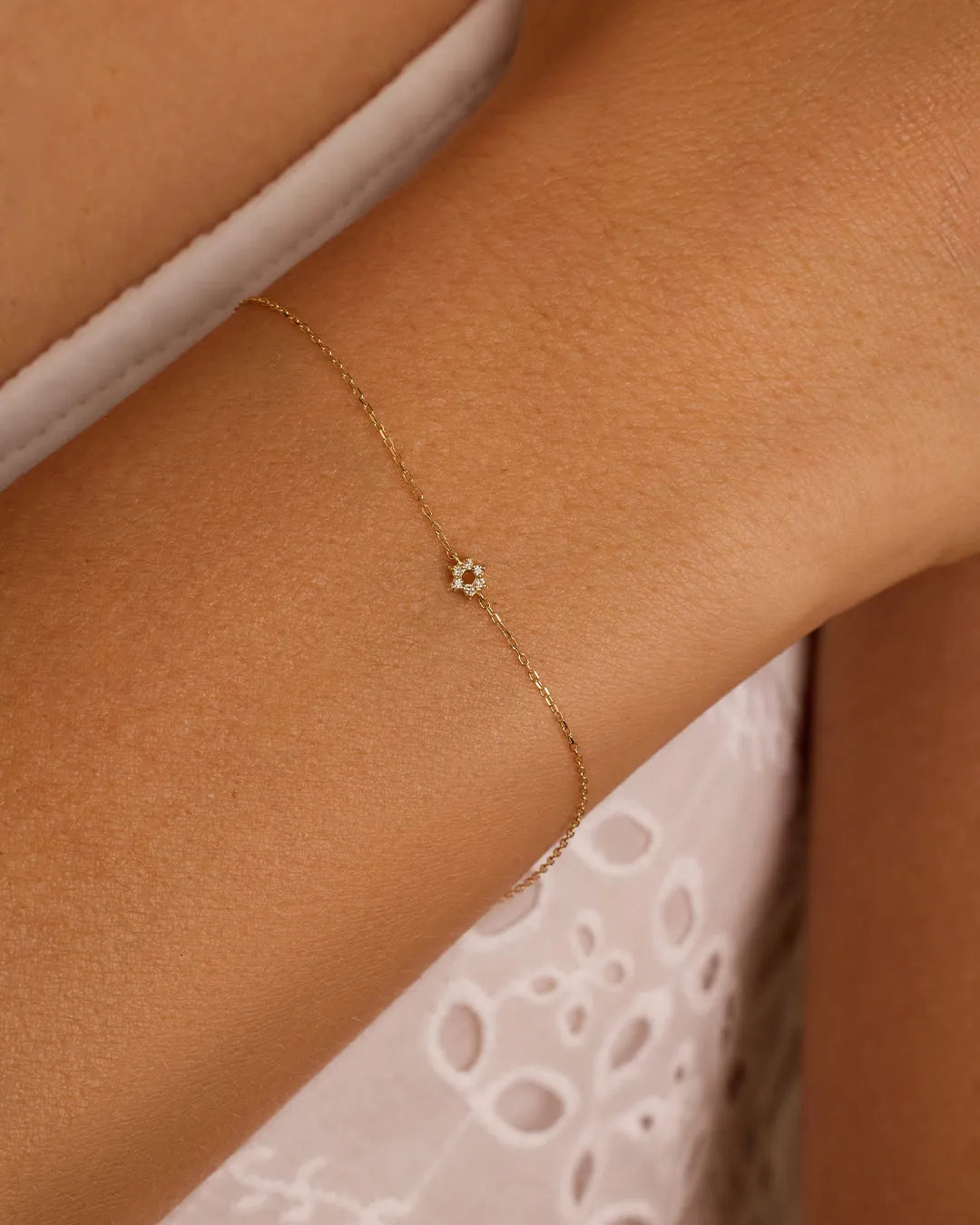 Diamond Star of David Bracelet in 14K Gold