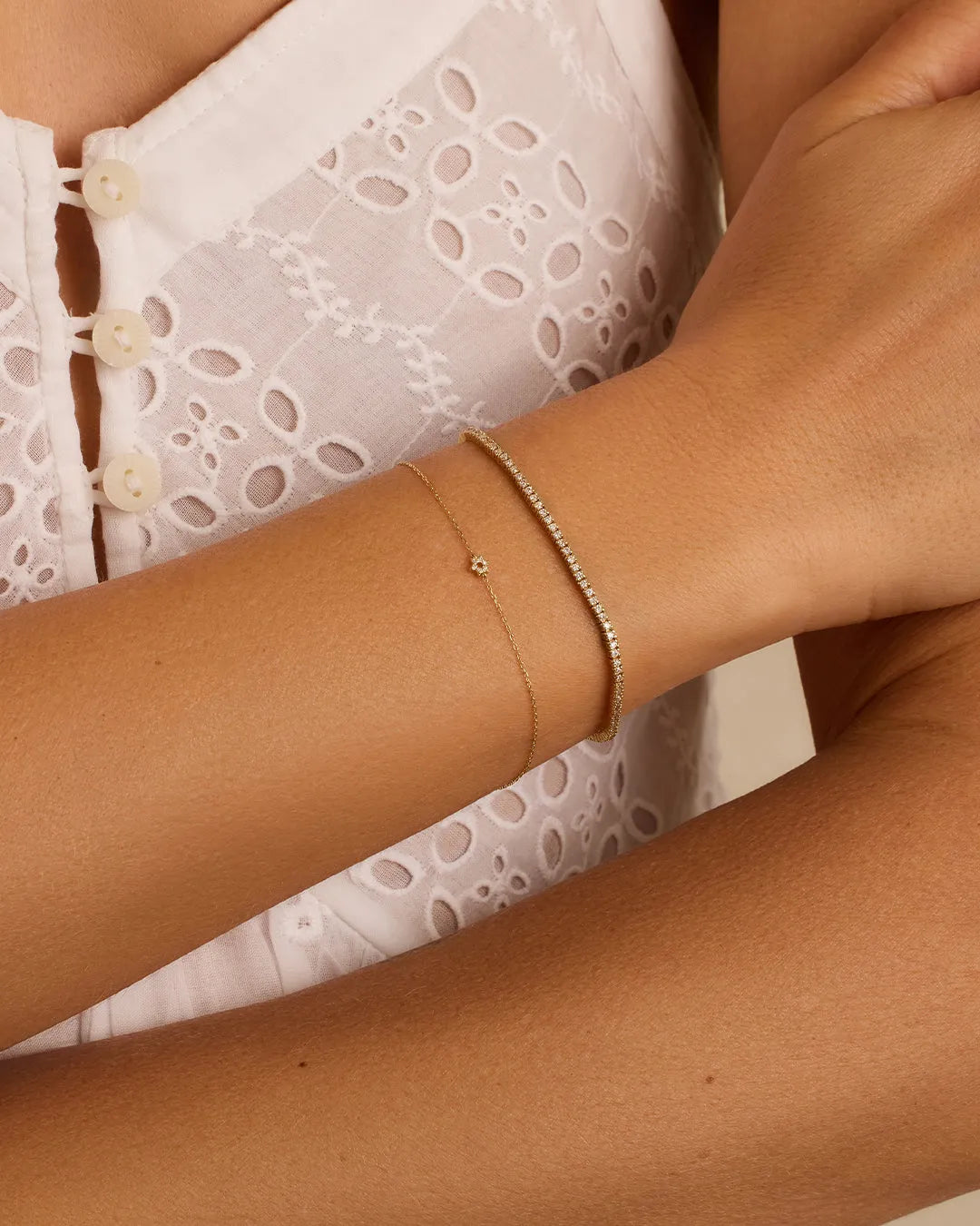 Diamond Star of David Bracelet in 14K Gold