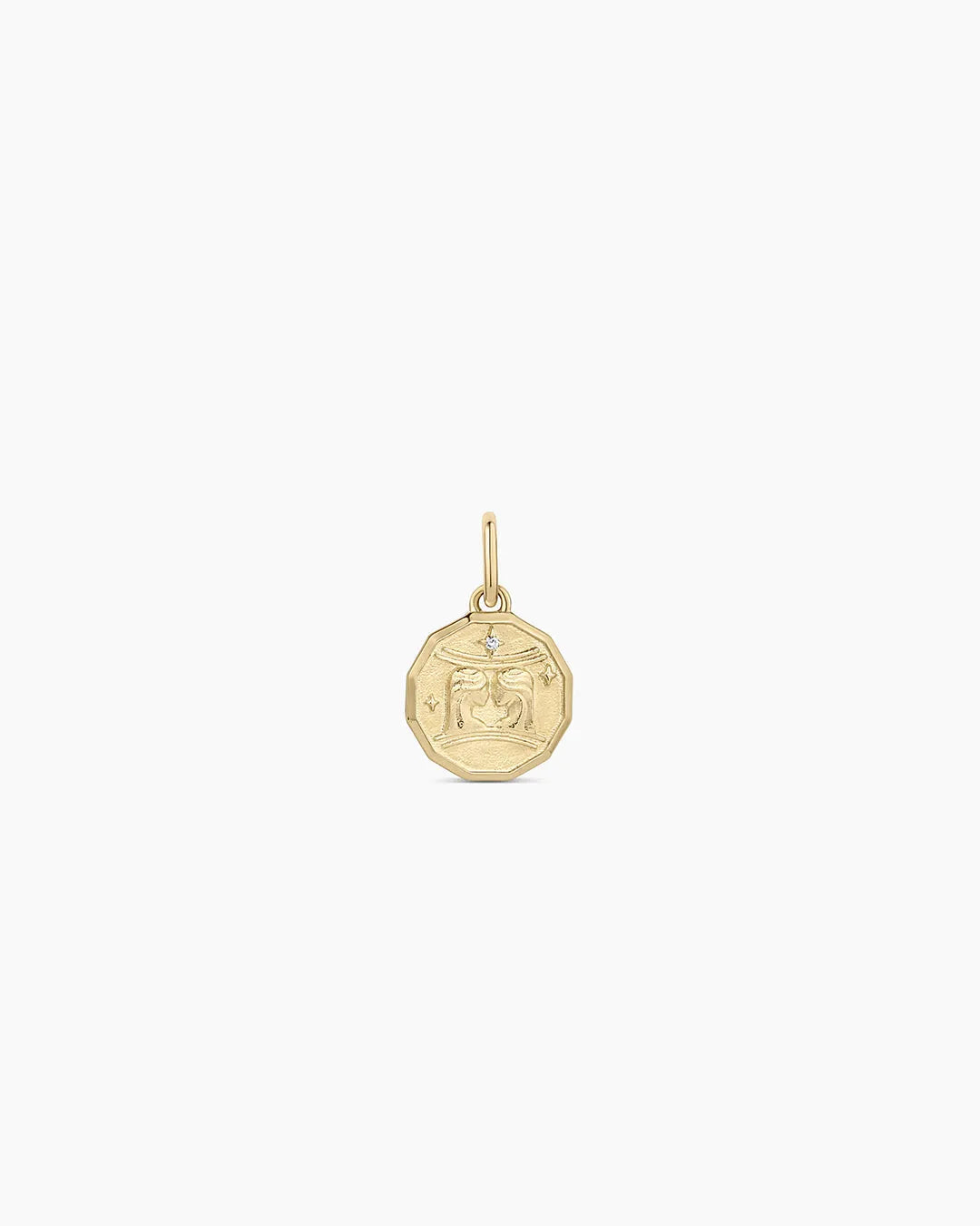 Diamond Zodiac Coin Charm in 14K Gold