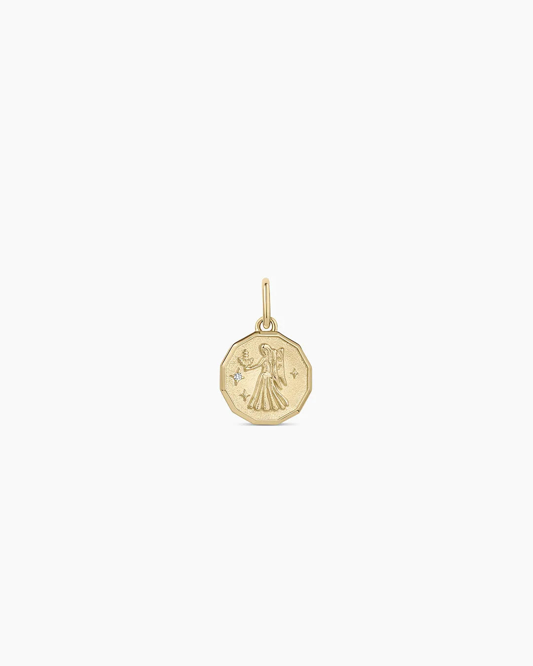 Diamond Zodiac Coin Charm in 14K Gold