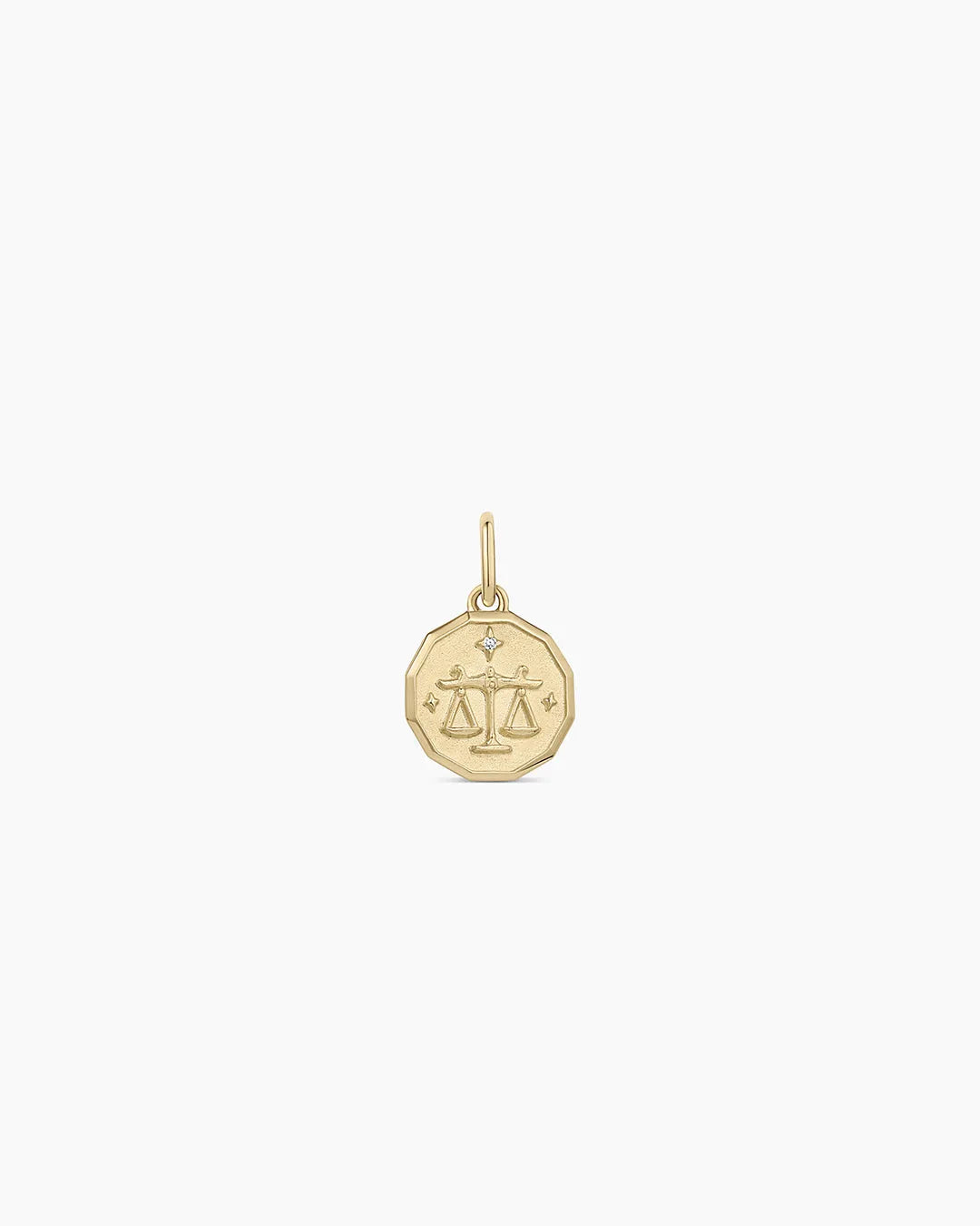 Diamond Zodiac Coin Charm in 14K Gold