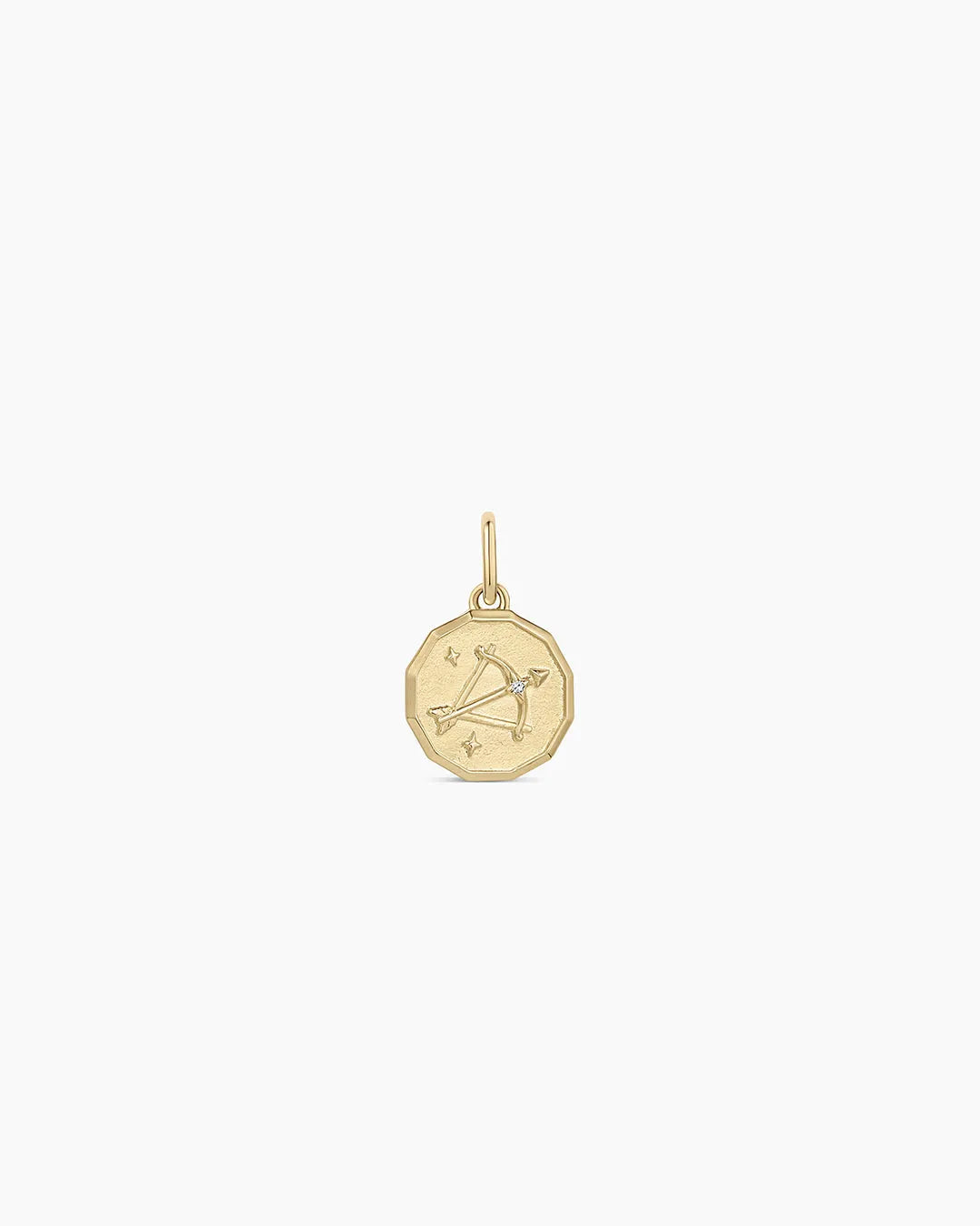 Diamond Zodiac Coin Charm in 14K Gold