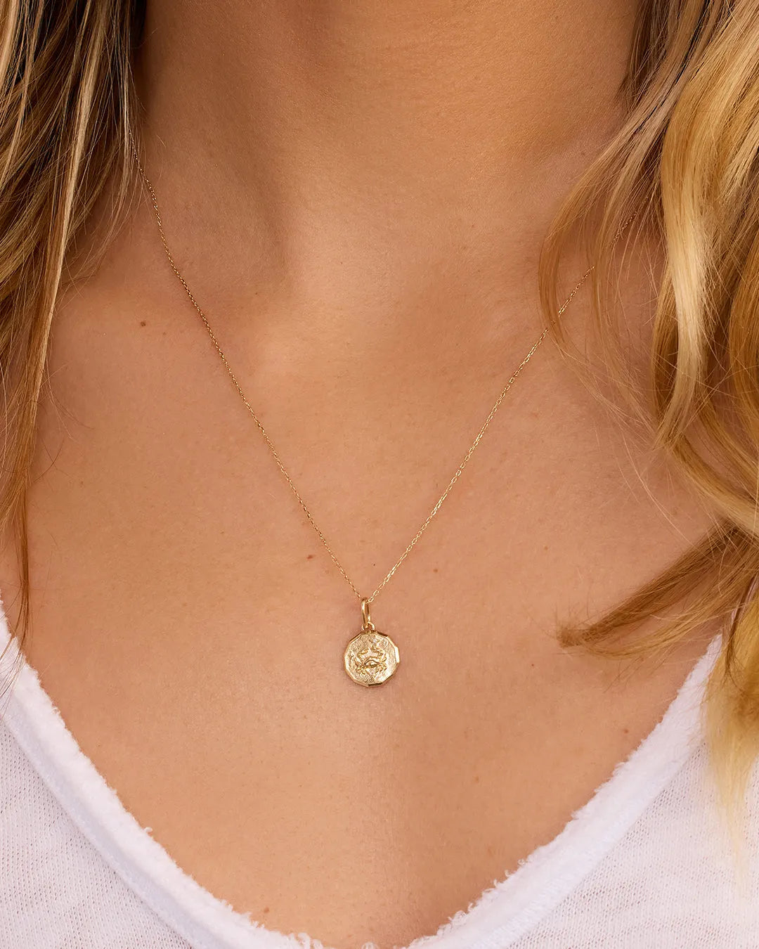 Diamond Zodiac Coin Charm in 14K Gold