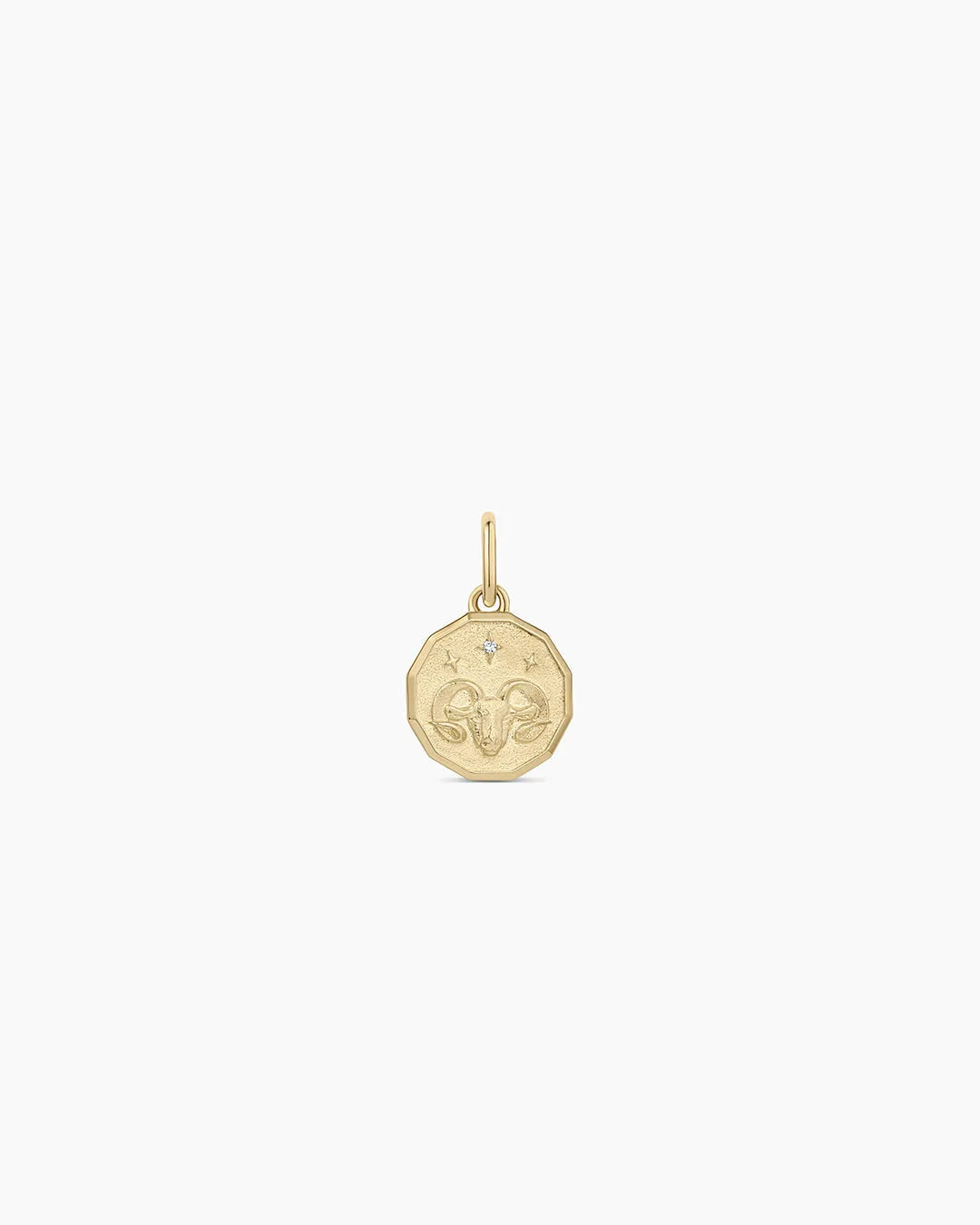 Diamond Zodiac Coin Charm in 14K Gold