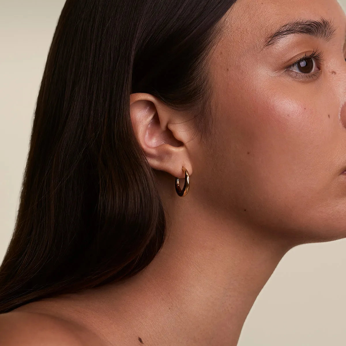 Dome Medium Hoops in Gold
