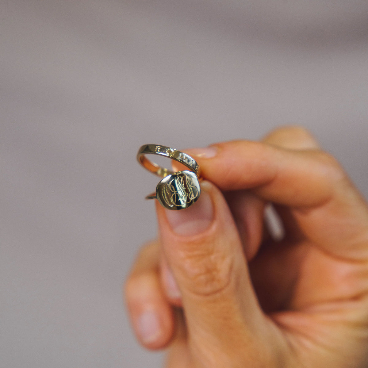 Engraved Modern Signet Ring