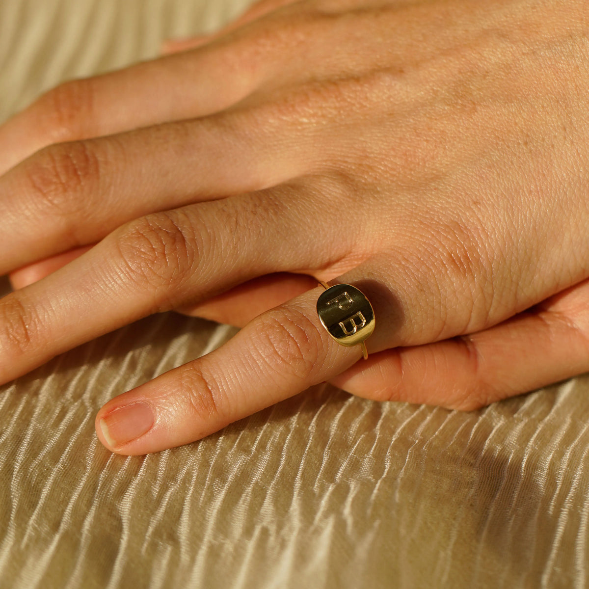 Engraved Modern Signet Ring