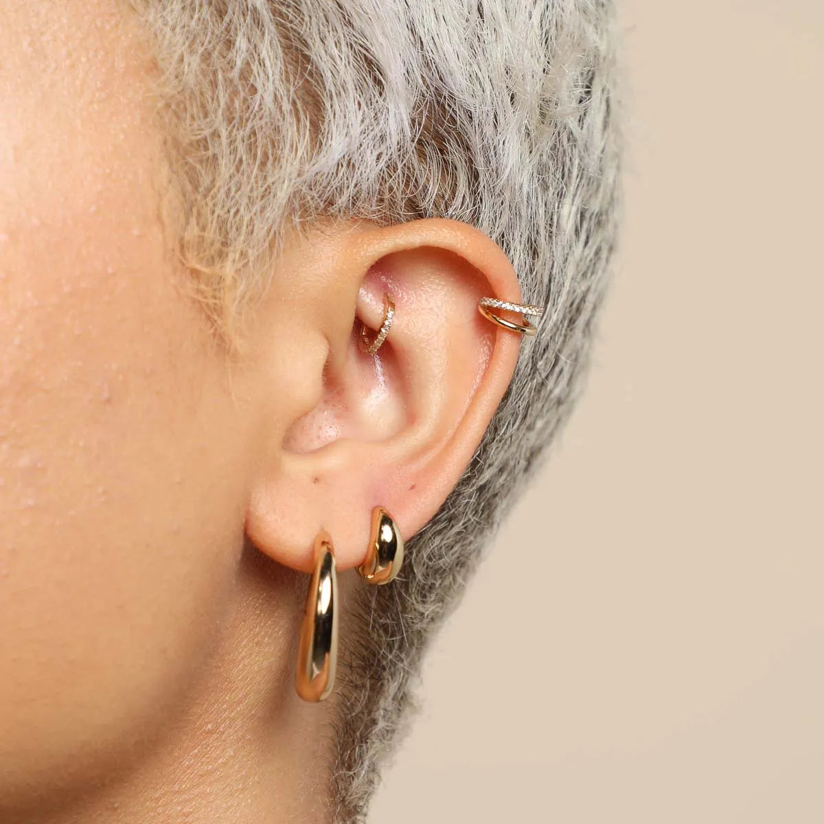 Essential Crystal Small Hoops in Gold