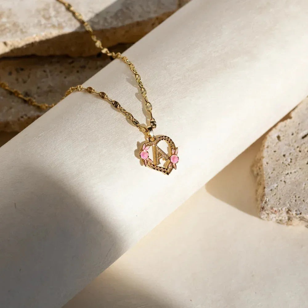 Flower Initial Clip Chain Necklace