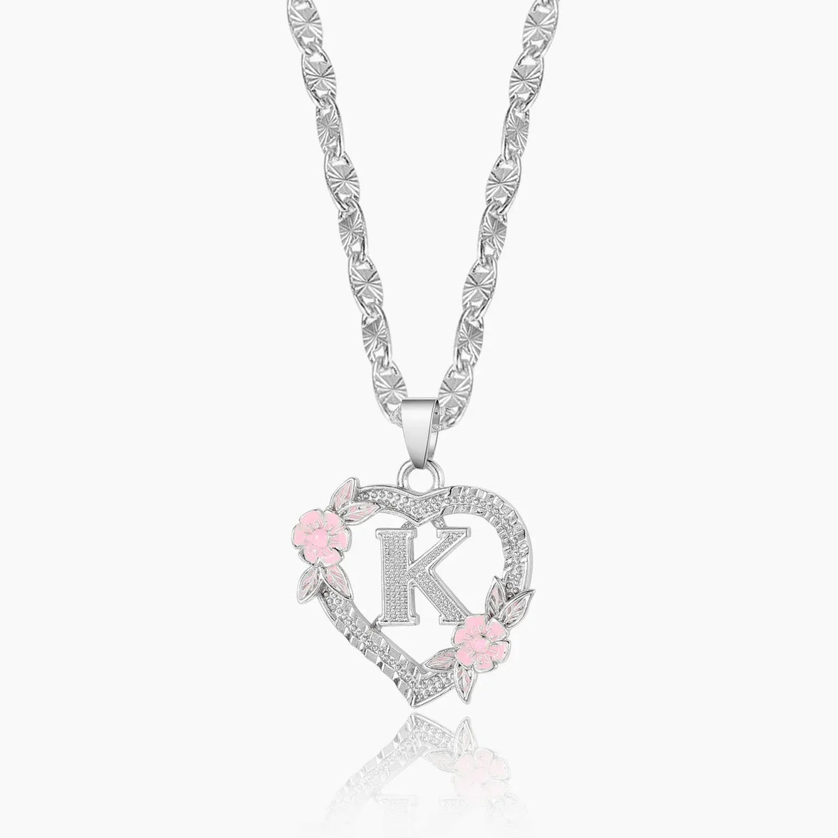 Flower Initial Clip Chain Necklace