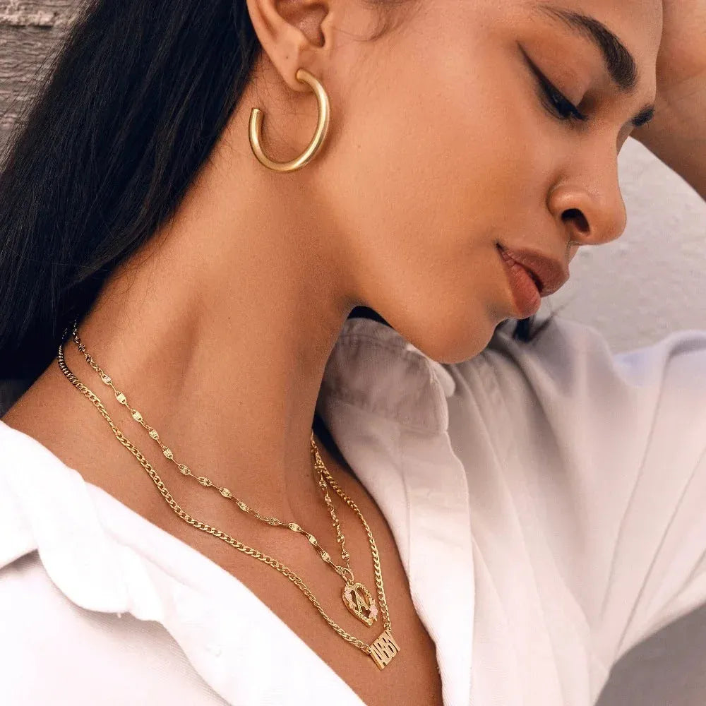 Flower Initial Clip Chain Necklace