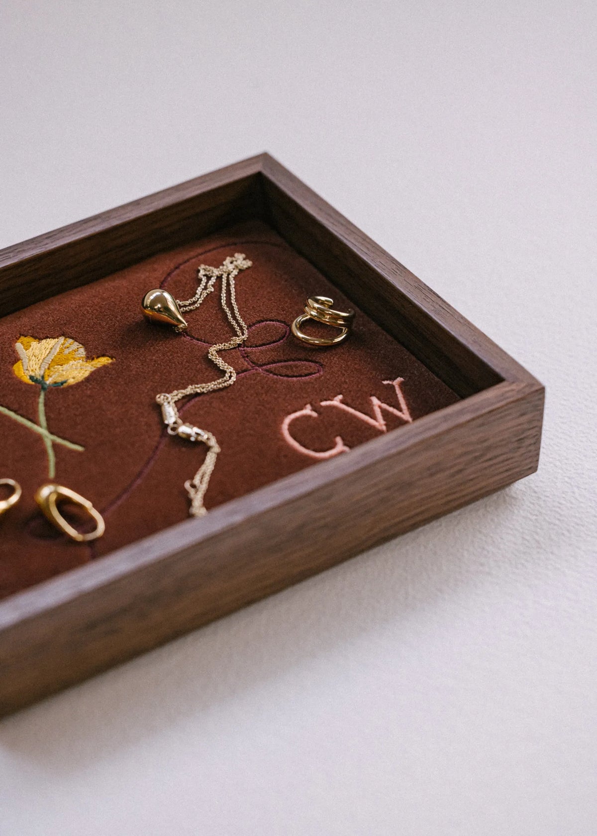 Flowers Monogrammed Jewellery Tray