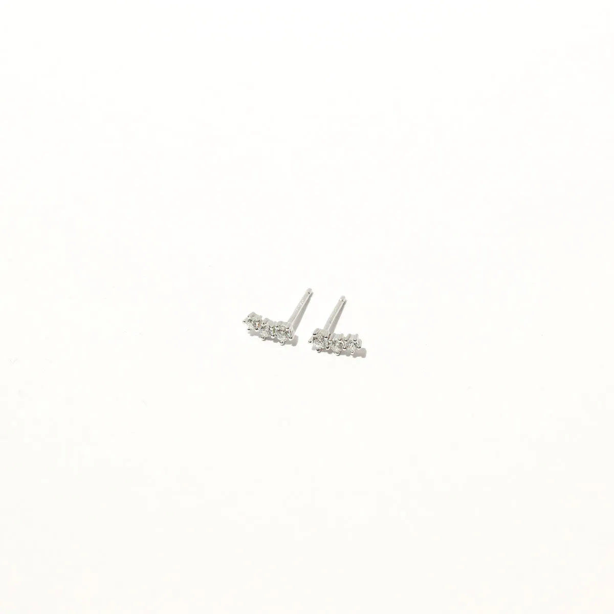 Glimmer Crystal Climber Stud Earrings in Silver