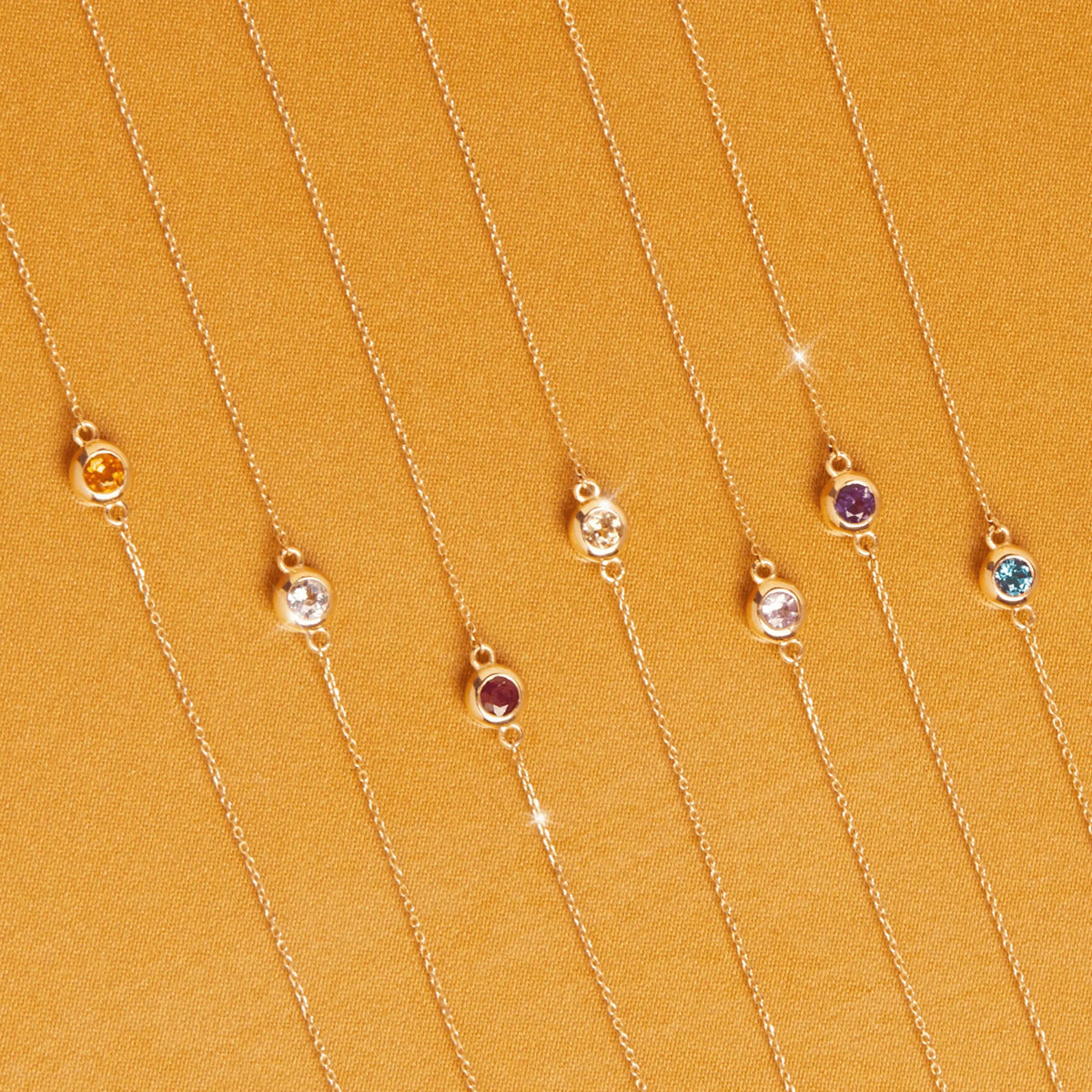 Gold Birthstone Charm Chain Bracelet