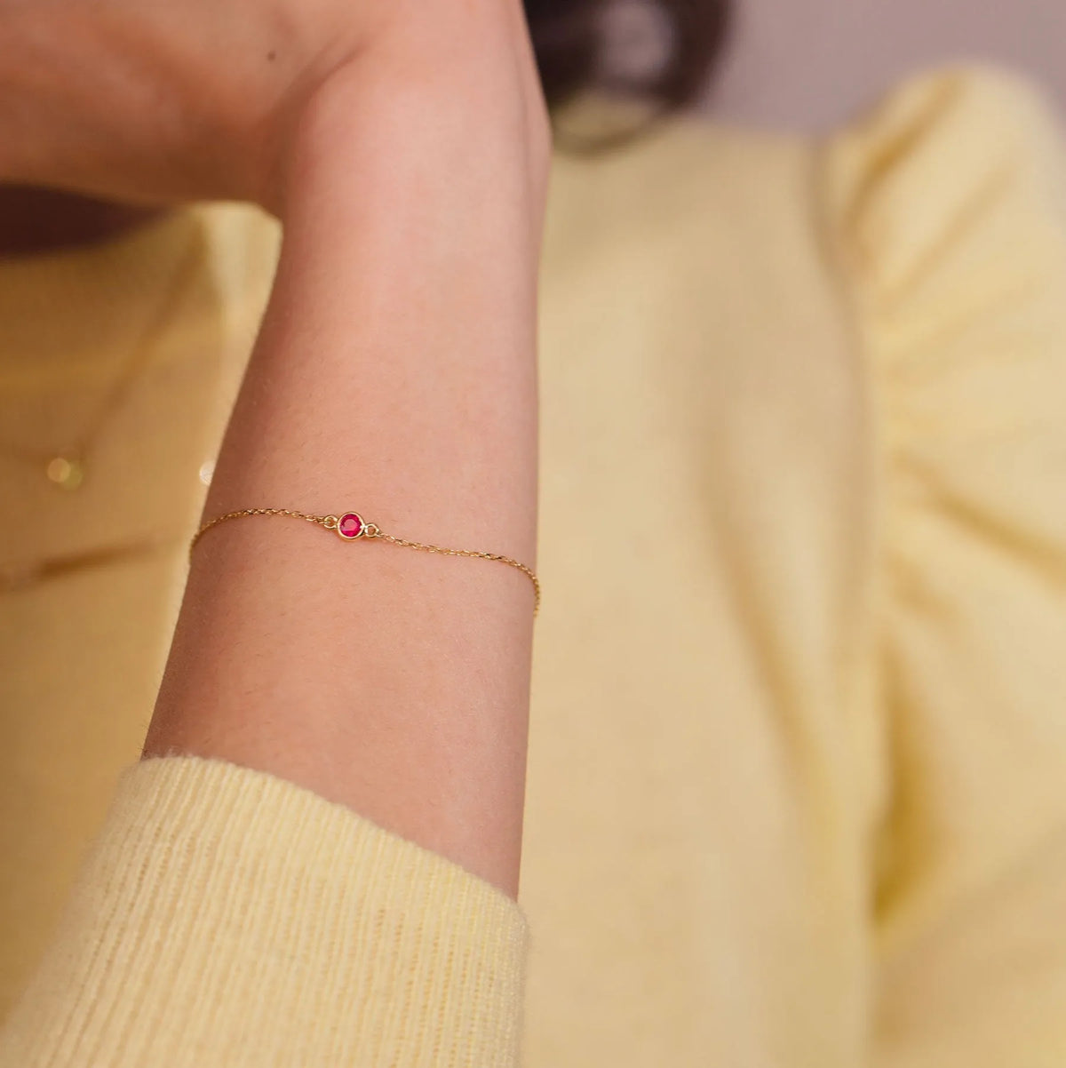 Gold Birthstone Charm Chain Bracelet