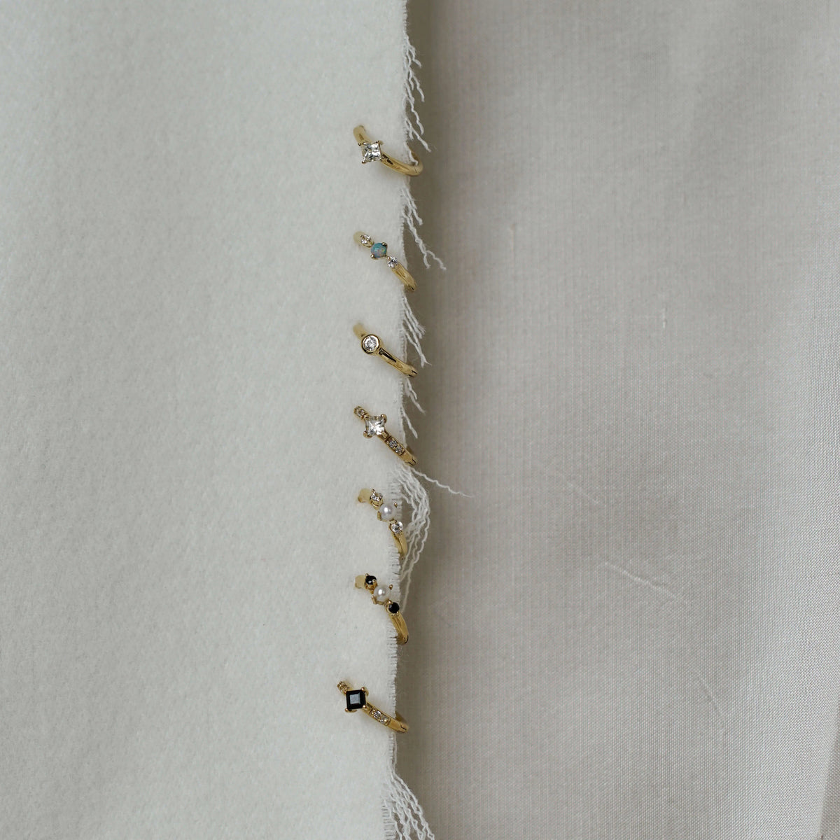Gold Black Onyx And White Diamond Huggies