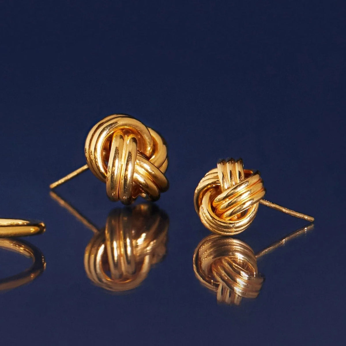 Gold Knot Stud Earrings
