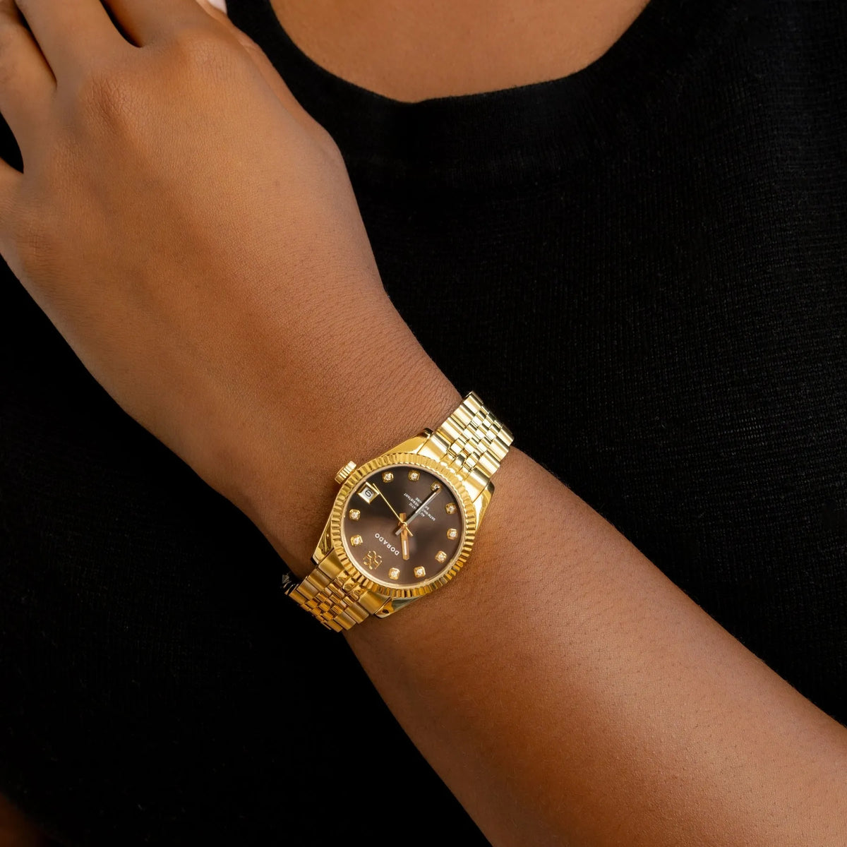 Gold Timeless Watch Chocolate
