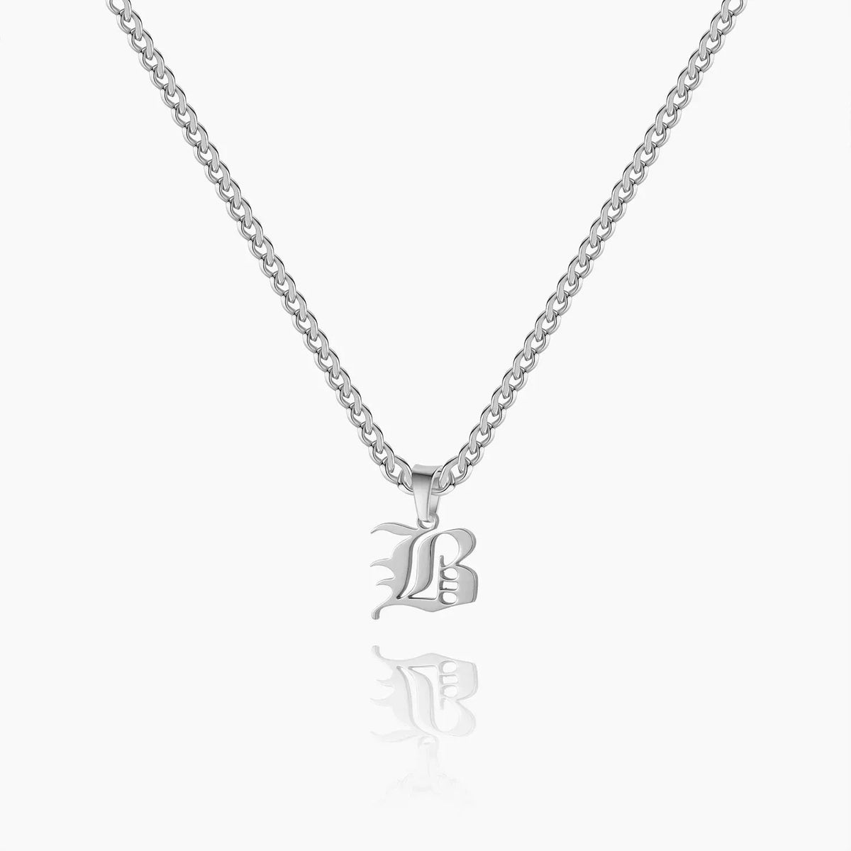Gothic Initial Cuban Chain Necklace