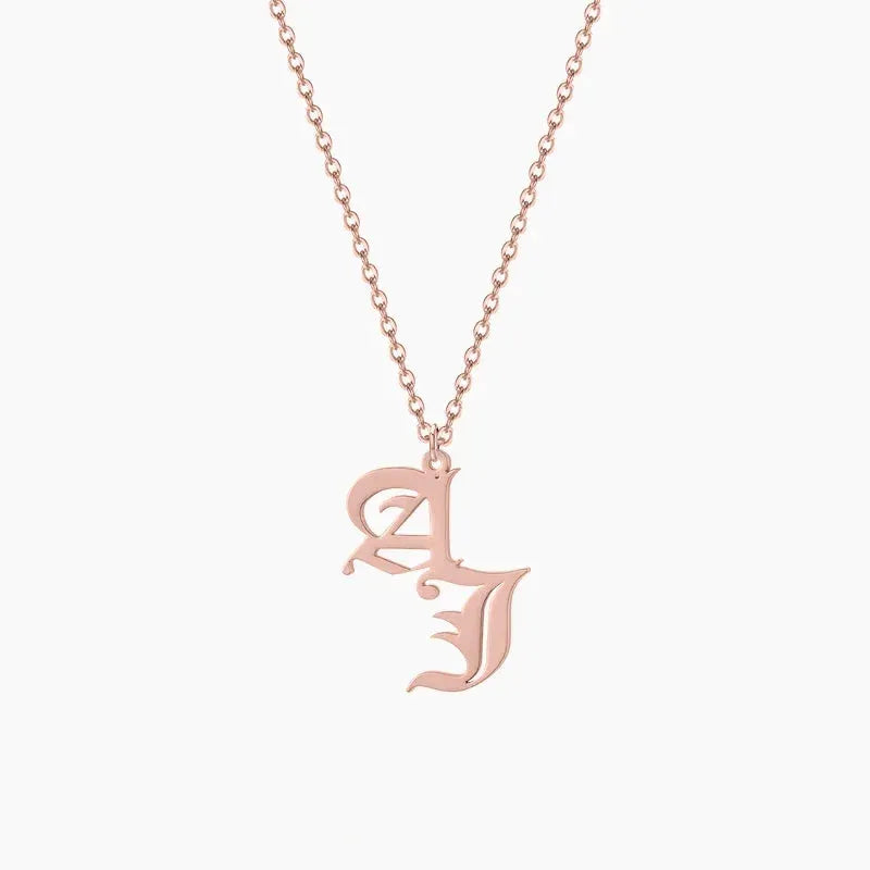 Gothic Two Letter Necklace