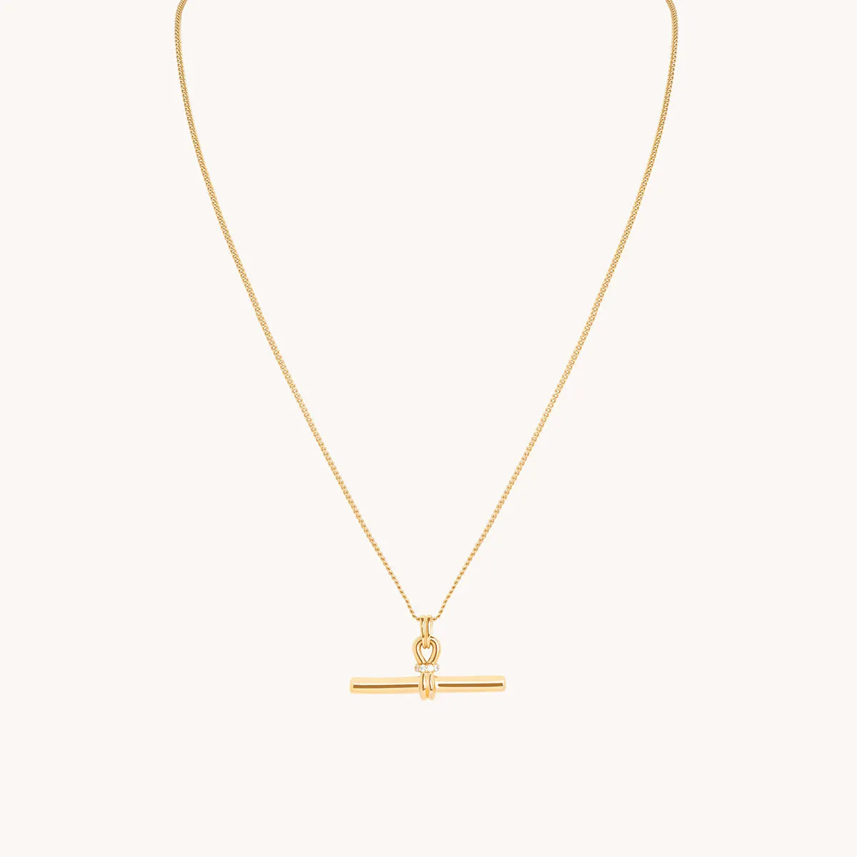 Hardware T-Bar Pendant Necklace in Gold