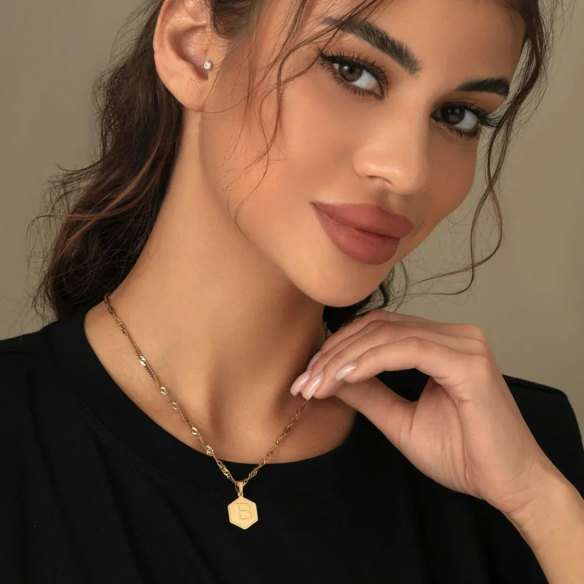 Hex Initial Pendant Necklace