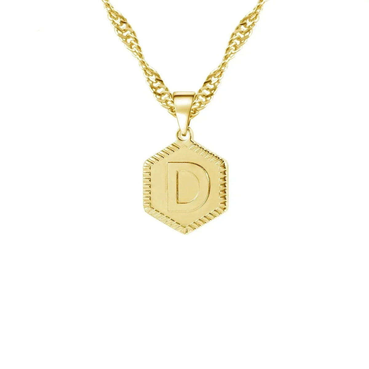 Hex Initial Pendant Necklace