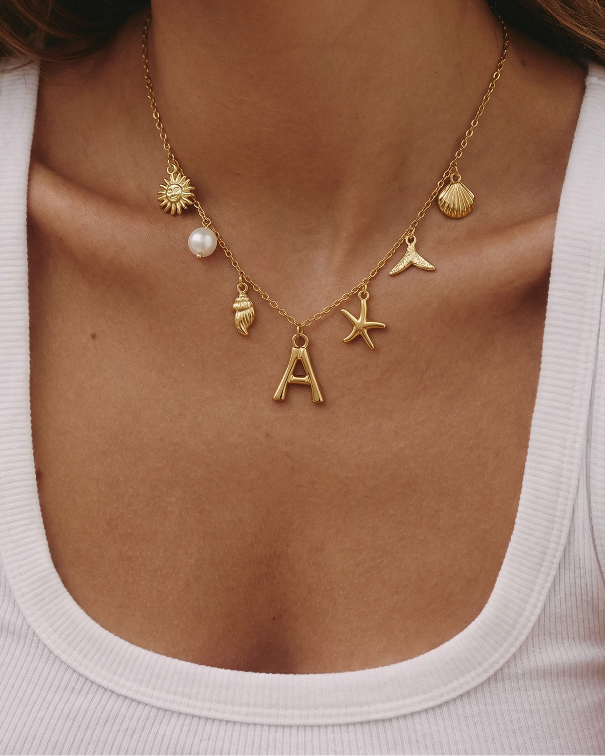 Ocean Letter Necklace - Belmont Bijou