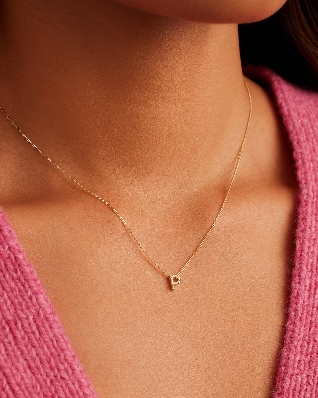 Diamond Alphabet Necklace in 14K Gold