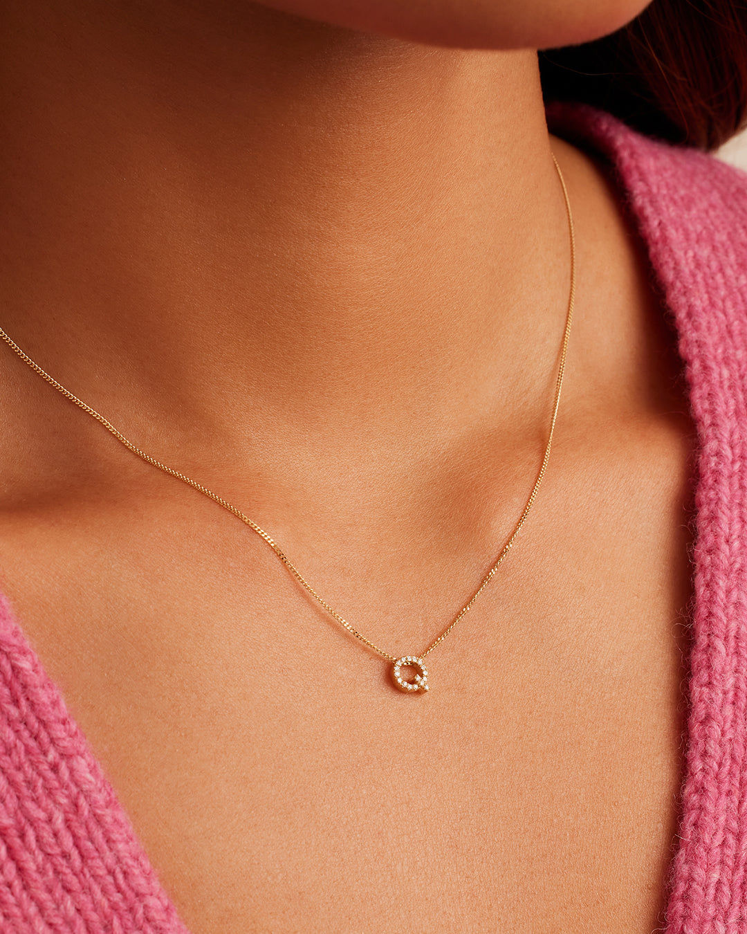 Diamond Alphabet Necklace in 14K Gold