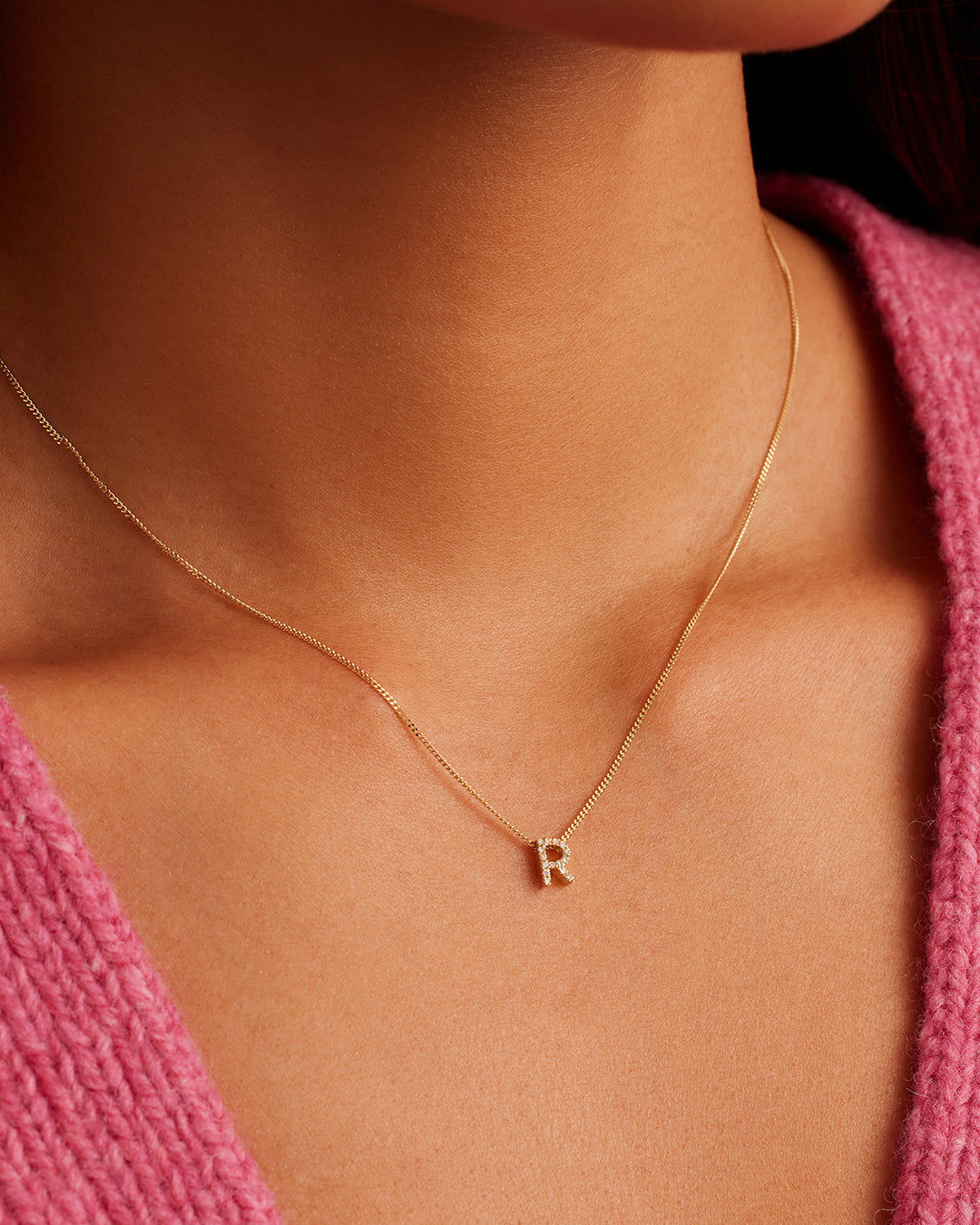 Diamond Alphabet Necklace in 14K Gold
