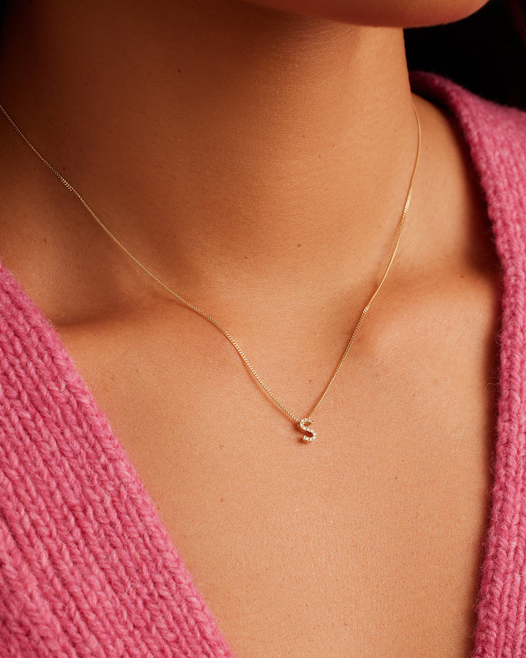 Diamond Alphabet Necklace in 14K Gold
