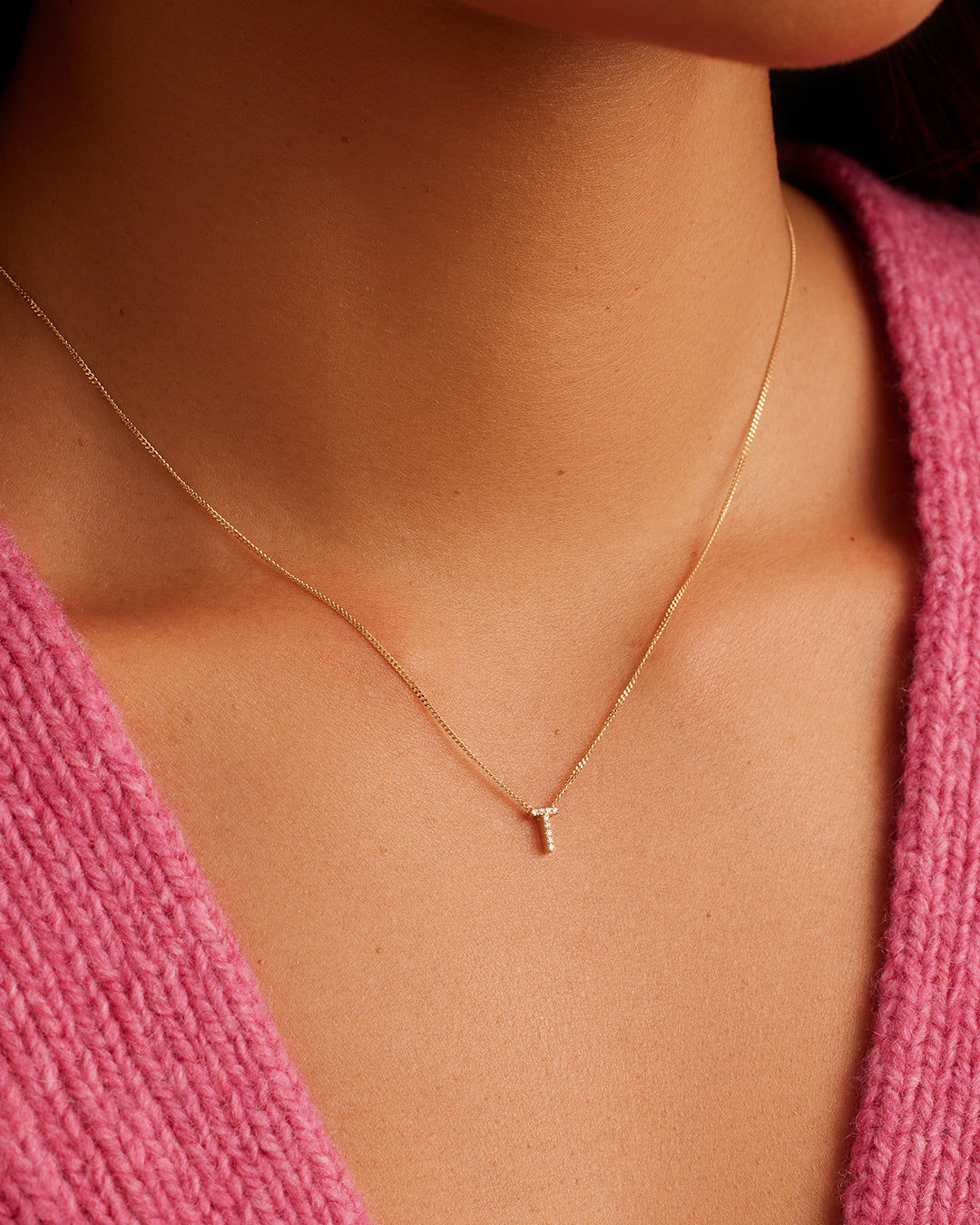 Diamond Alphabet Necklace in 14K Gold